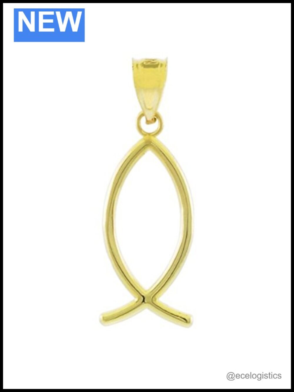 10k Yellow Gold Ichthus Christian Fish Pendant